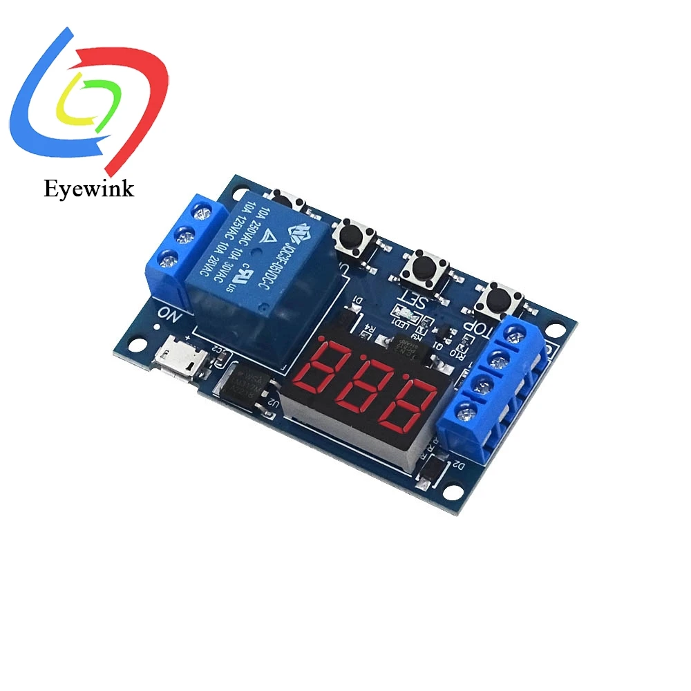 DC 6-30V Timer Relay Programmable Delay Relay Module Cycle Timer with LED Display 6V 9V 12V 24V Support Micro USB