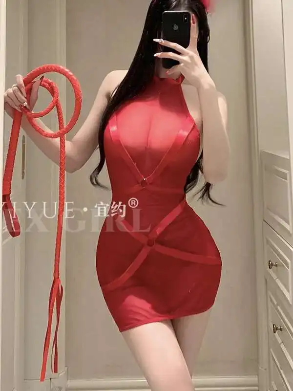 Exotic SM เซ็กซี่ Queen One-piece เซ็กซี่ตาข่าย Splicing ชุดชุดนอนตาข่ายลูกไม้ Sheer ร้อนเซ็กซี่ Slim ผู้หญิงชุดมินิ 8TQ3