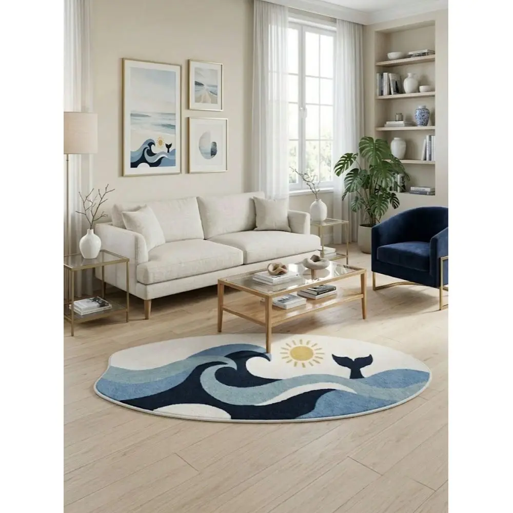 Surfboard Shaped Faux Cashmere Rug, Room Decor, NonSlip WearResistant, NoiseReducing SoundInsulating, SkinFriendly Soft, Easy T