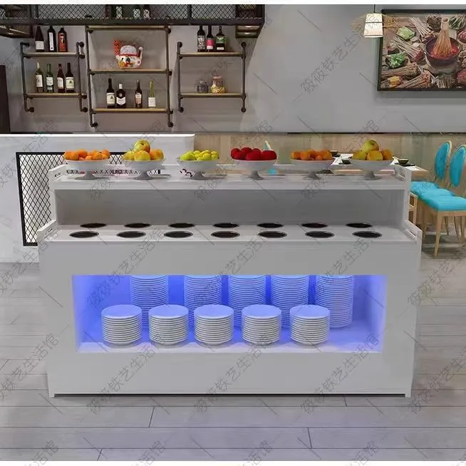 Hot pot restaurant self-service seasoning table, commercial dipping cabinet, spicy hot skewers, cold dish display cabinet