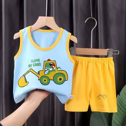 2PCS Children Sets Kids Clothes Vest Suit  Summer Children Clothing baby Cotton T-Shirts Shorts Tank Top  Boys Girls Sleeveless - Image 10