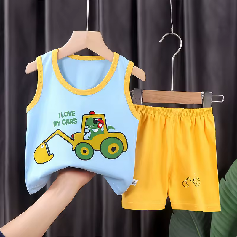 2PCS Children Sets Kids Clothes Vest Suit  Summer Children Clothing baby Cotton T-Shirts Shorts Tank Top  Boys Girls Sleeveless - Image 10