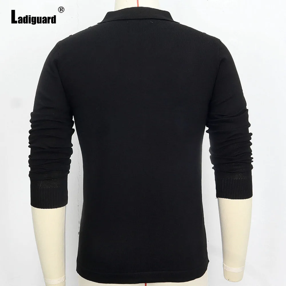 Men's Knitting Sweaters Long Sleeves Basic Cardigans Male Patchwork Tops Outerwear Lepal Collar Knitted Polo Sweater Jumpers New