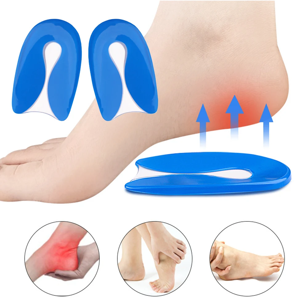 Fuß Schmerzlinderung Silikongel U-Form Plantarfasziitis Fersenschutz Fersensporn Kissen Pad Schuheinlage Einlegesohle Männer Frauen