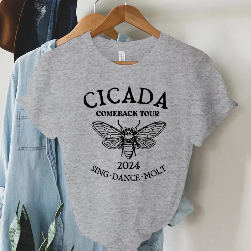 Cicada 2024 Sing Dance Molt Funny T Shirts Women Insect Style Streetwear Short Sleeve Cicada Lover Tops Fashion T-shirt Women