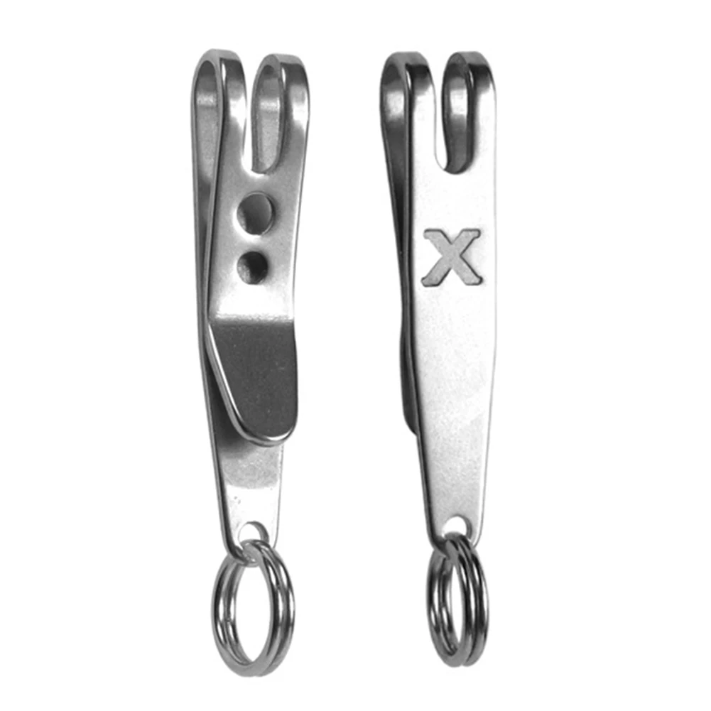 Portable Mini Silver Pocket Clips Carabiner Stainless Steel Bag Waist Belt Hanging Clip Metal Key Buckles Holder Outdoor Tool