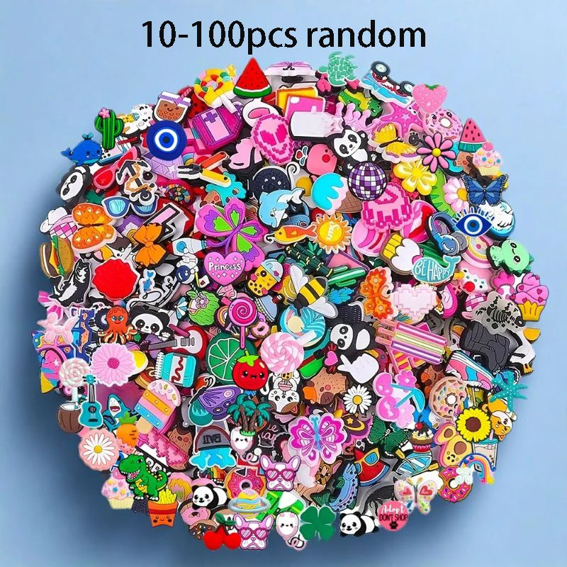 10/20/30/50/100pcs Wholesale Random Cartoon Animal Shoe Charms Decrations For Charms Buckle Kids X-mas Gifts Shoe Accessories