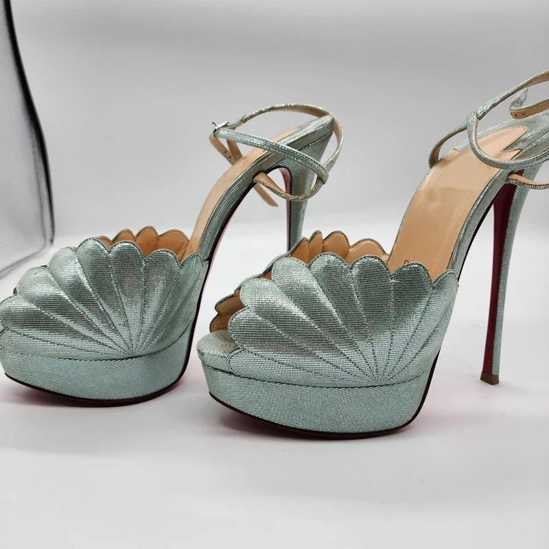 

Platfrom Embromidery Ruffle Trim High Heels Sexy Pointed Toe Leather Thin Heel New Arrivals Fashion Women Modern Shoes