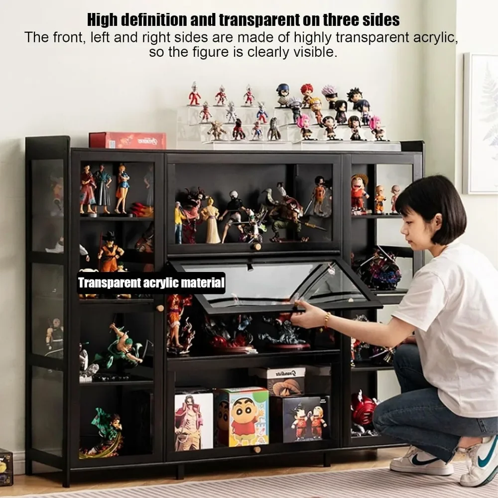 Acrylic Display Cabinet with Doors 3-Tier Collection Display Case for Collecting Figures, Trophies and Books Displays Cabinet