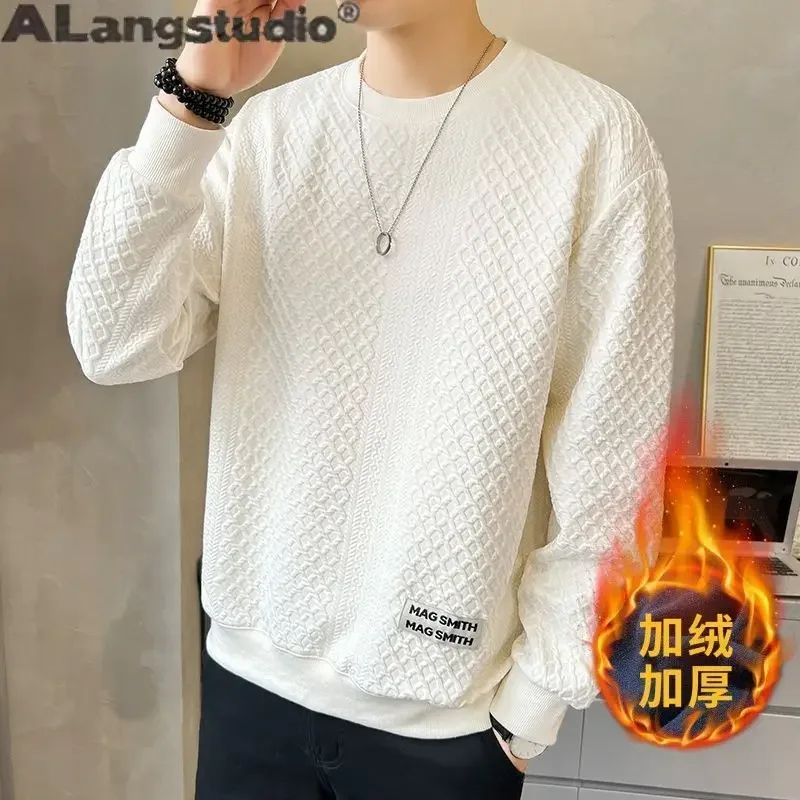 Fashion Autumn Winter Oneck Solid Pullover for Men Casual Versatile Thin Wool Sweater Long Sleeves 2024 New Knitted Sweater Men