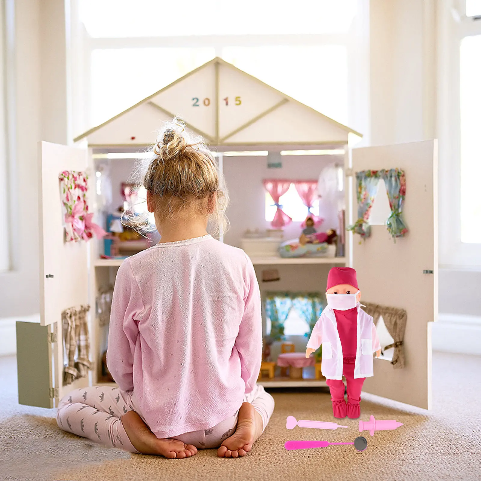 1 Set de Accesorios de Disfraz de Enfermera de 18 Pulgadas, Uniforme de Doctor para Juego de Imitación, Kit de Disfraces en Miniatura, Accesorios de 18 Pulgadas