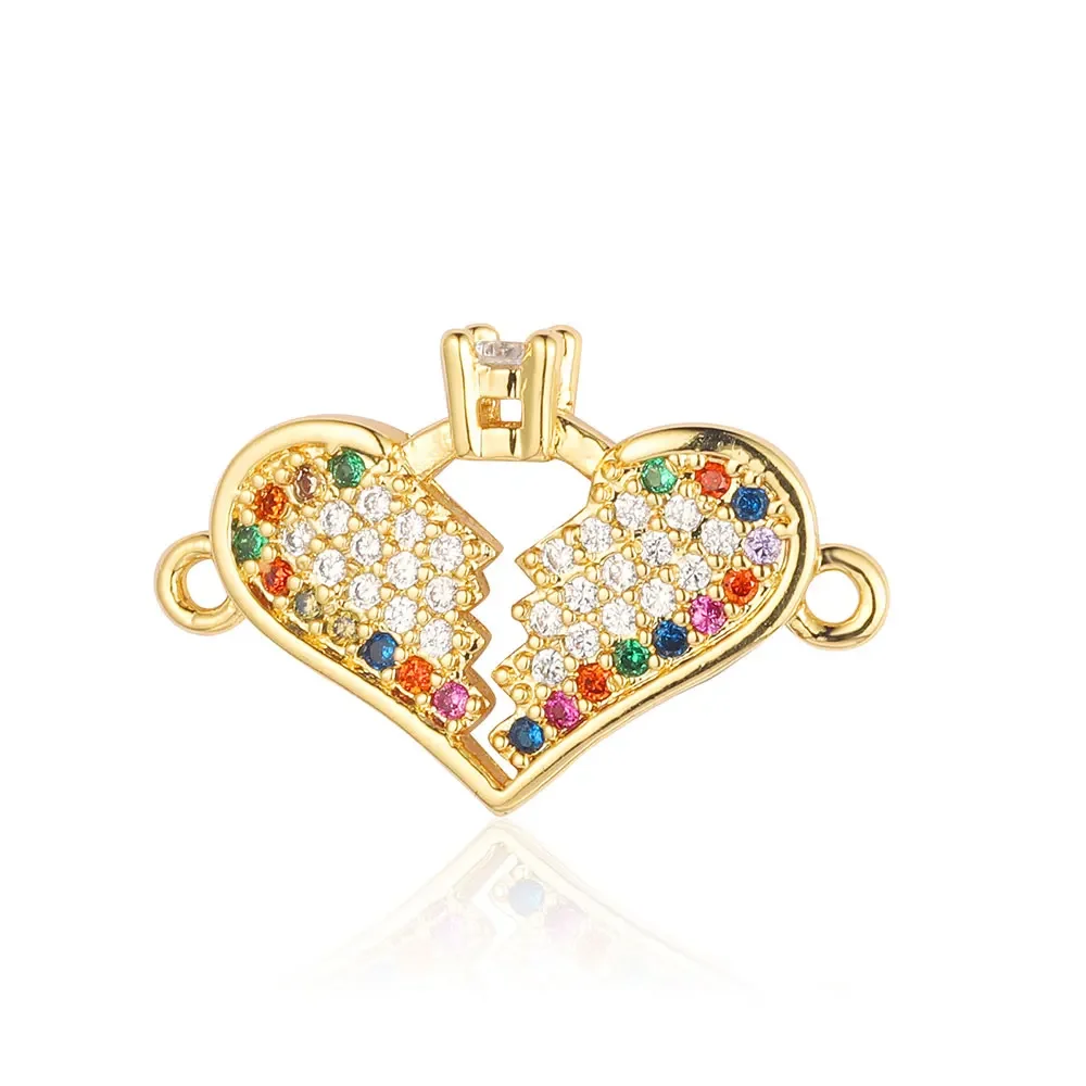 NEW Crown Mom Heart Rainbow Copper Zircon Connector Charm Infinite 8 I Love Kiss Letter Family Bracelet Making DIY Jewelry