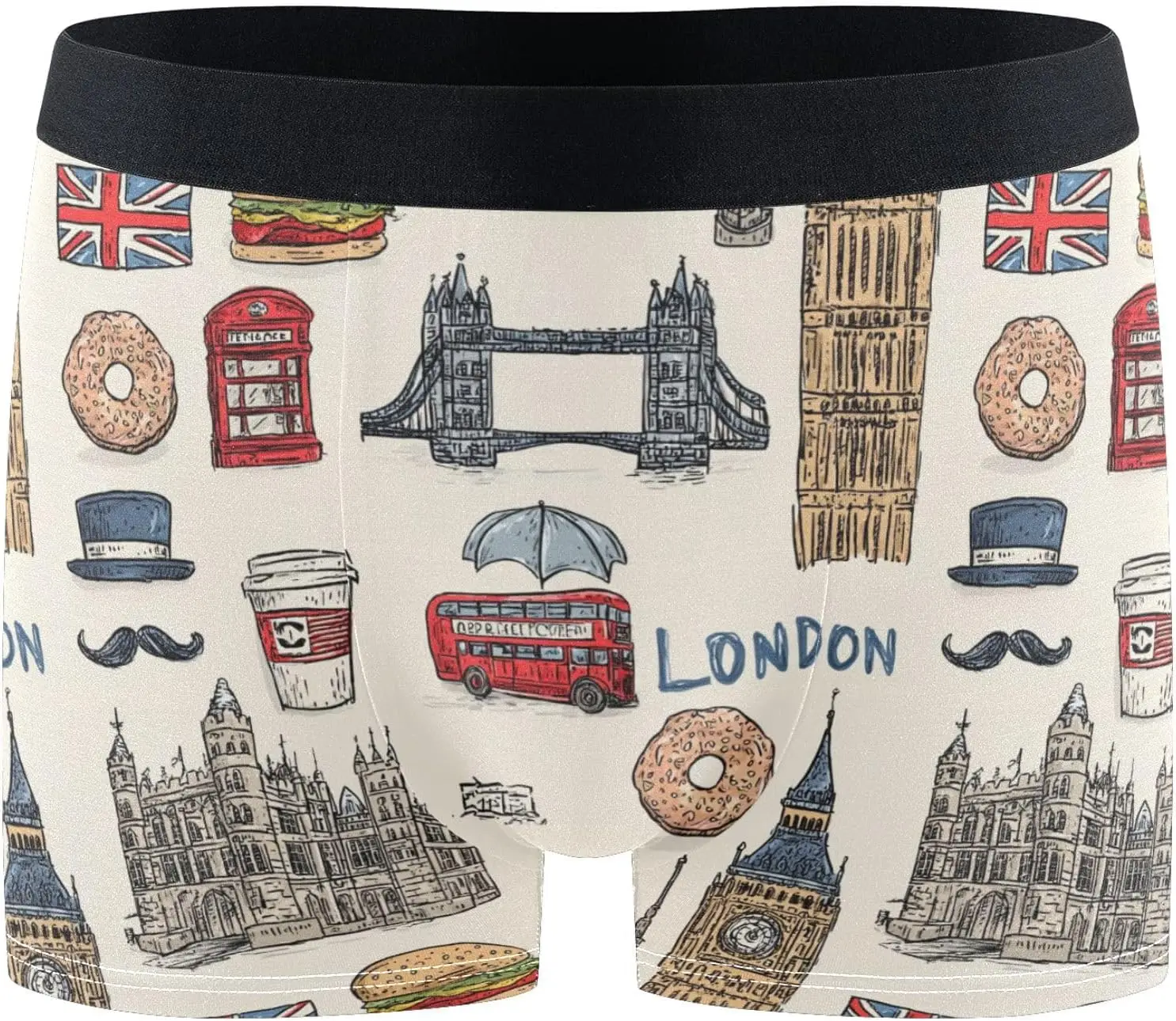 London Retro Mens Boxer Briefs Soft Breathable Underwear for Men Sketches London Boxers Shorts S-2XL