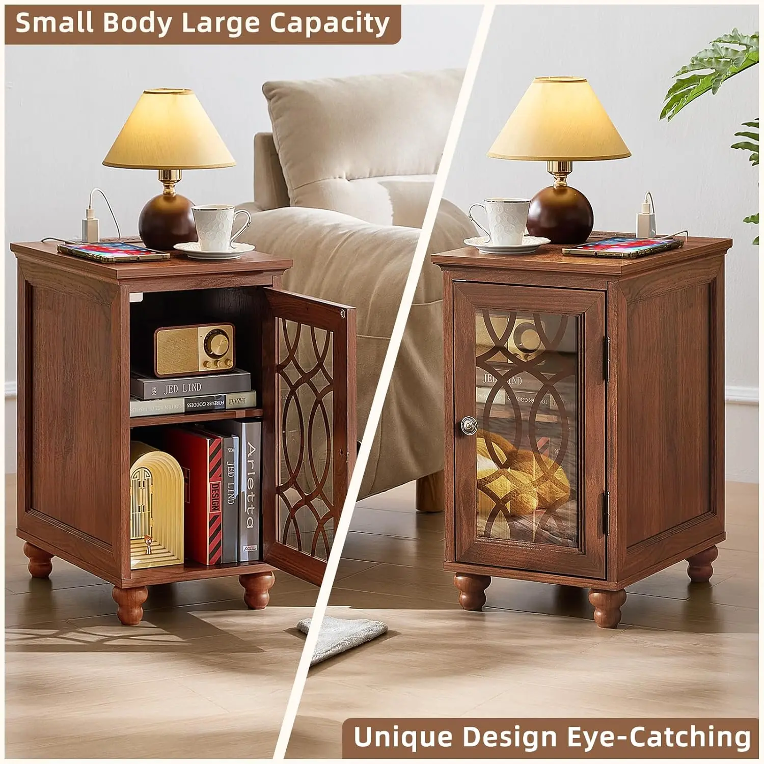 Narrow Charging Side Table Set 6