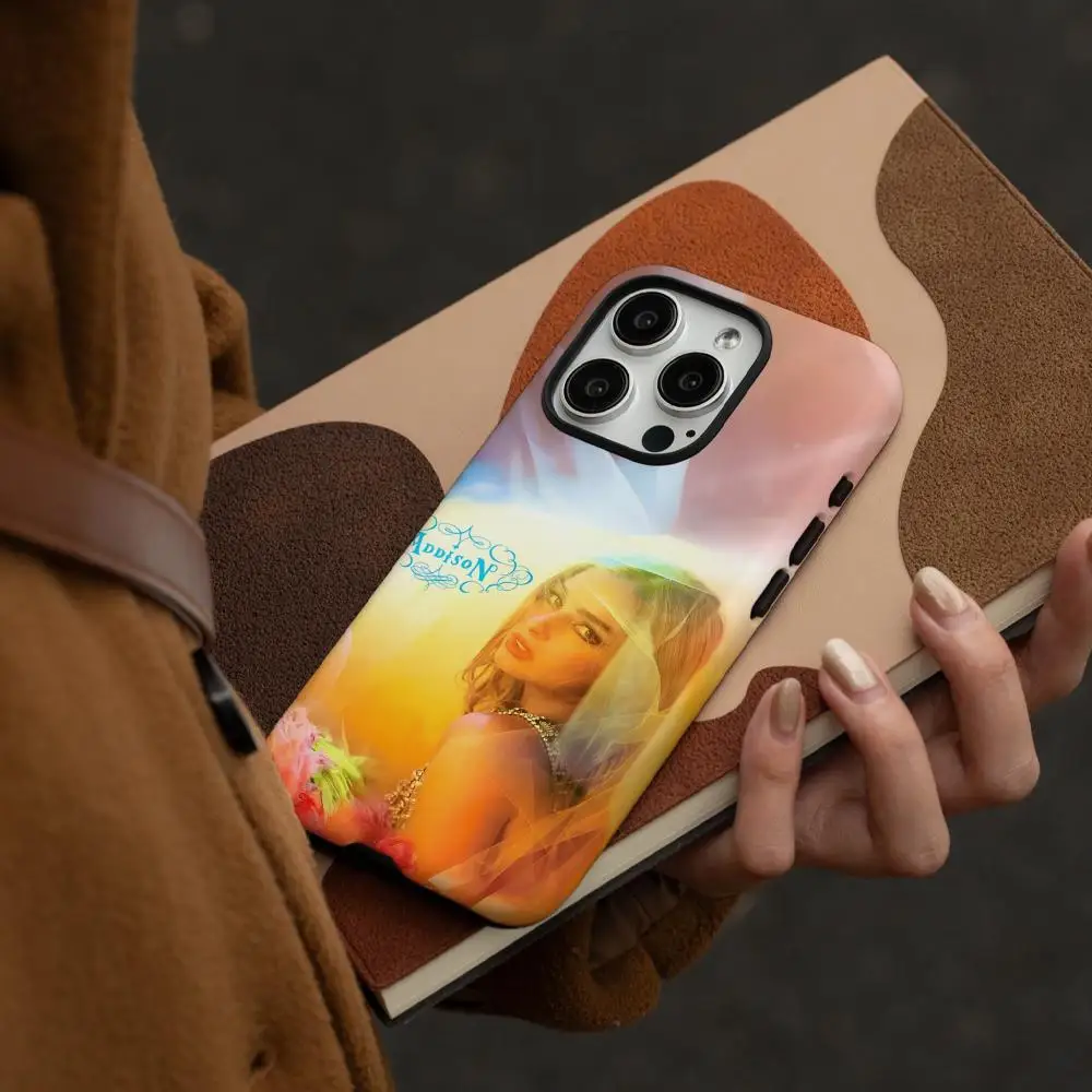 حافظة هاتف A-Addison Rae Addison لهاتف iPhone 17 16 15 14 13 12 Pro Max Plus لامعة عالية الدقة بطبقة مزدوجة غلاف صلب سائل #2