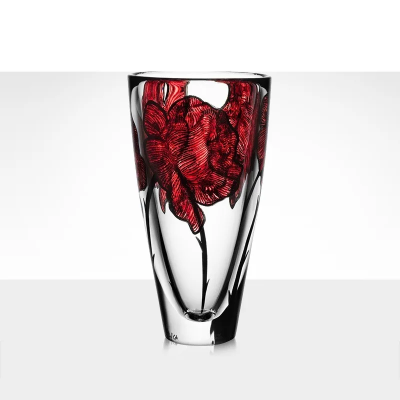 

Sweden imported crystal glass, designer hand-painted vase Nordic living room ornament