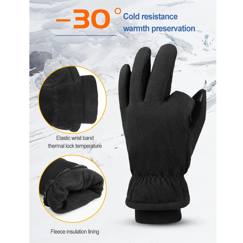 Winter Warm Full Gloves Waterproof Touch Screen Tear-resistant Fleece Tear-resistant Motorcycle Mittens Cycling XL