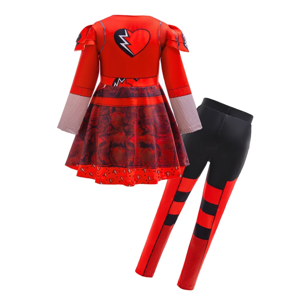 Girls Queen Of Hearts Party Tutu Dress Kids Descendants  The Rise of Red Dresses Girl Fashion Holiday Costumes Children Clothes