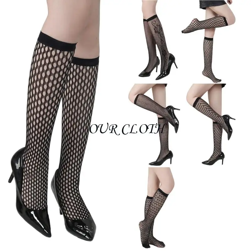 

Women's Knee Highs Socks Mesh Net Socks Fishnets Tights Cosplay Costume Y1AC