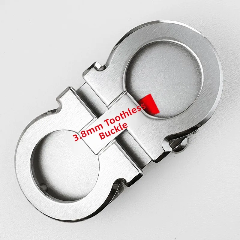 38 Stainless Steel Toothless Inner Wear Automatic Buckle Leather Belt Buckle Head Eight Character Pants Waist Head Wear Resis...
