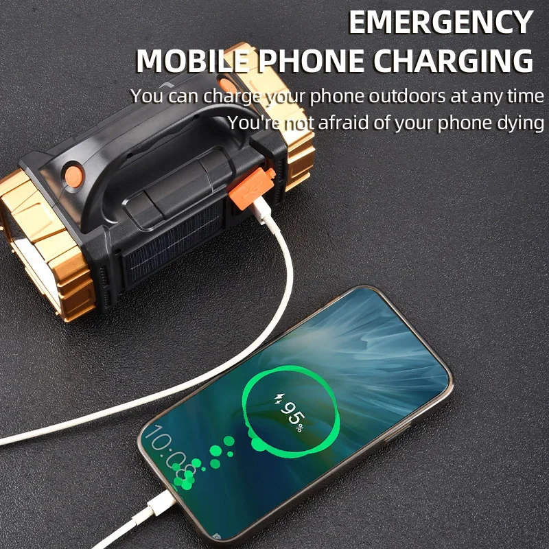 High Power Rechargeable LED Flashlight Multifunctional Portable Light with Side Light Waterproof Multiple Lighting Modes