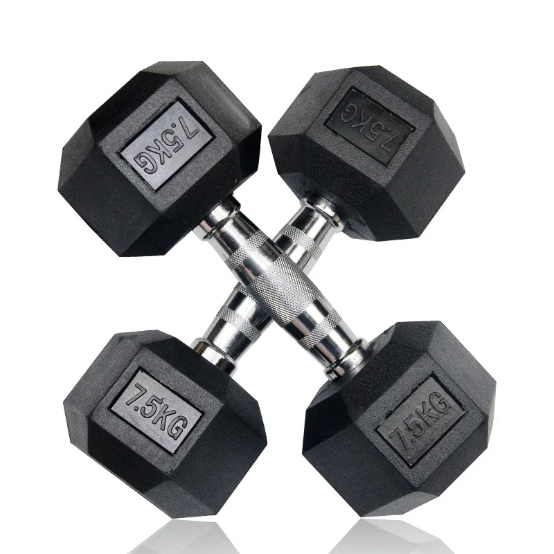 5,10kg Home Gym Equipment Rubber Free Weight Pound Hex Dumbbell Set