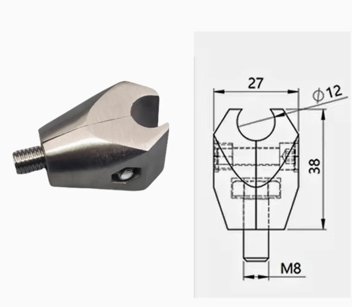 2pcs Stainless Steel Round Single Rail Clamp Adjustable Fixed 12mm Round Single Rail Clamp Guardrail Bracket for Assemble