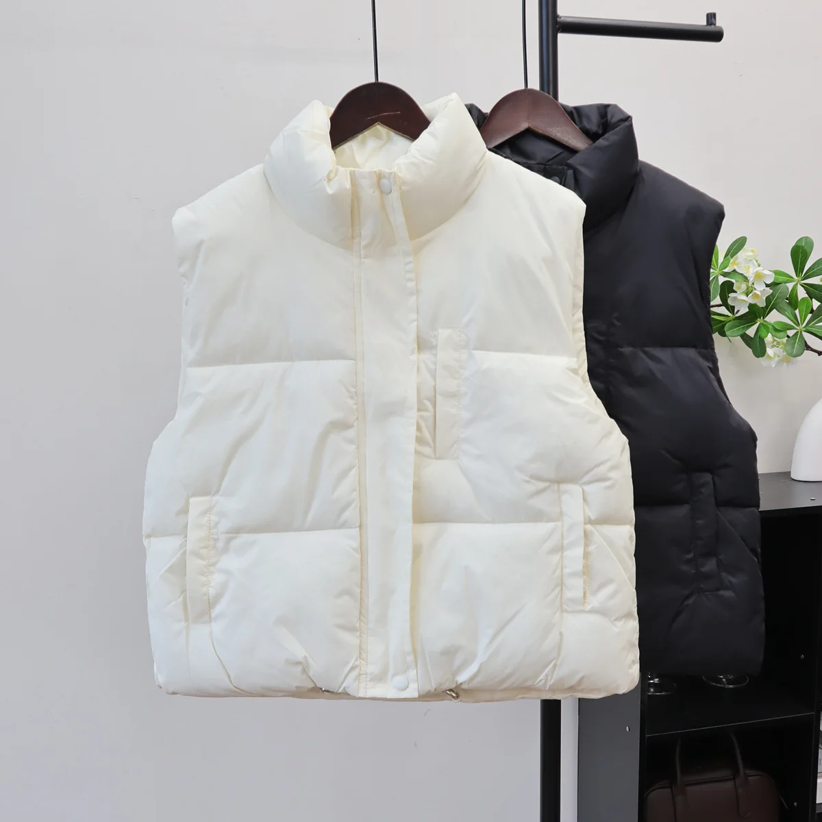 

Parka Women Y2k Vest Coat Casual Jacket Sleeveless Stand Collar Zipper Loose Jackets Elegant Office Lady 2025 Autumn Winter