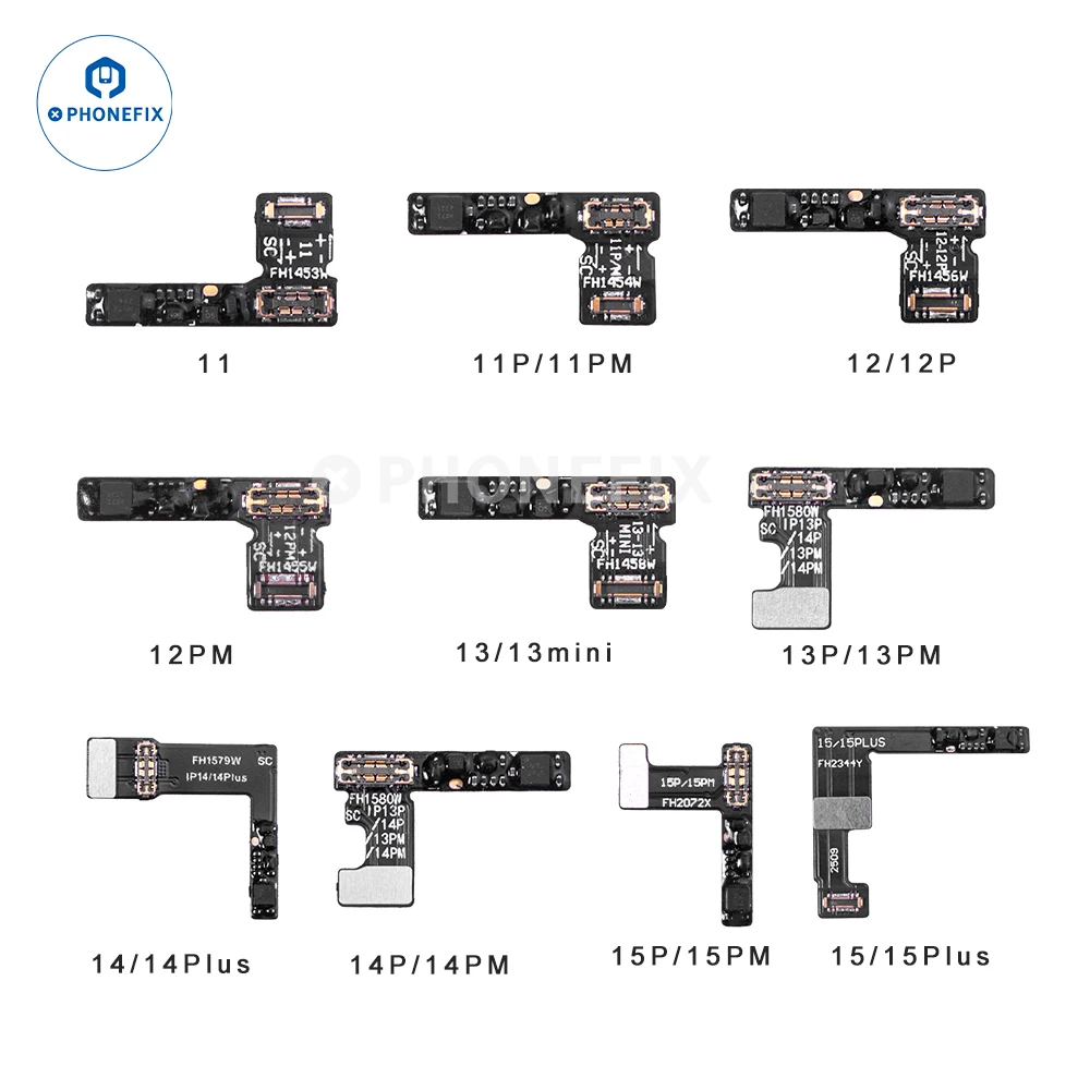 Cable flexible con etiqueta de batería preprogramado PHONEFIX para iPhone de 11-15PM, se puede verificar la extracción de advertencia genuina como batería flexible JC