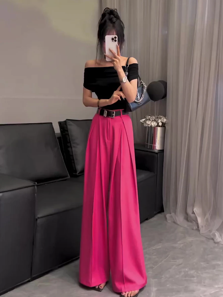 

High Waist Vertical Sensation Women's Wide Leg Pants Summer New Faion Korean Sle Loose Casual Trousers