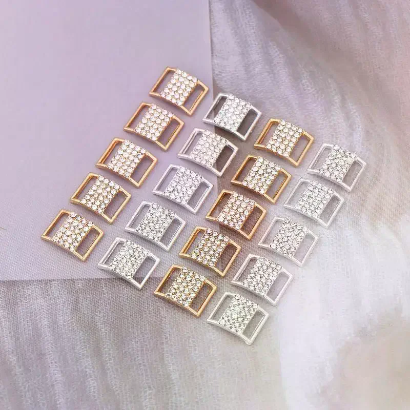 10Pcs 10*15MM Rhinestone Bikini Connector Buckle Alloy Chain Swimwear Decorative Rhinestone Buckle DIY Jewelry Accessories
