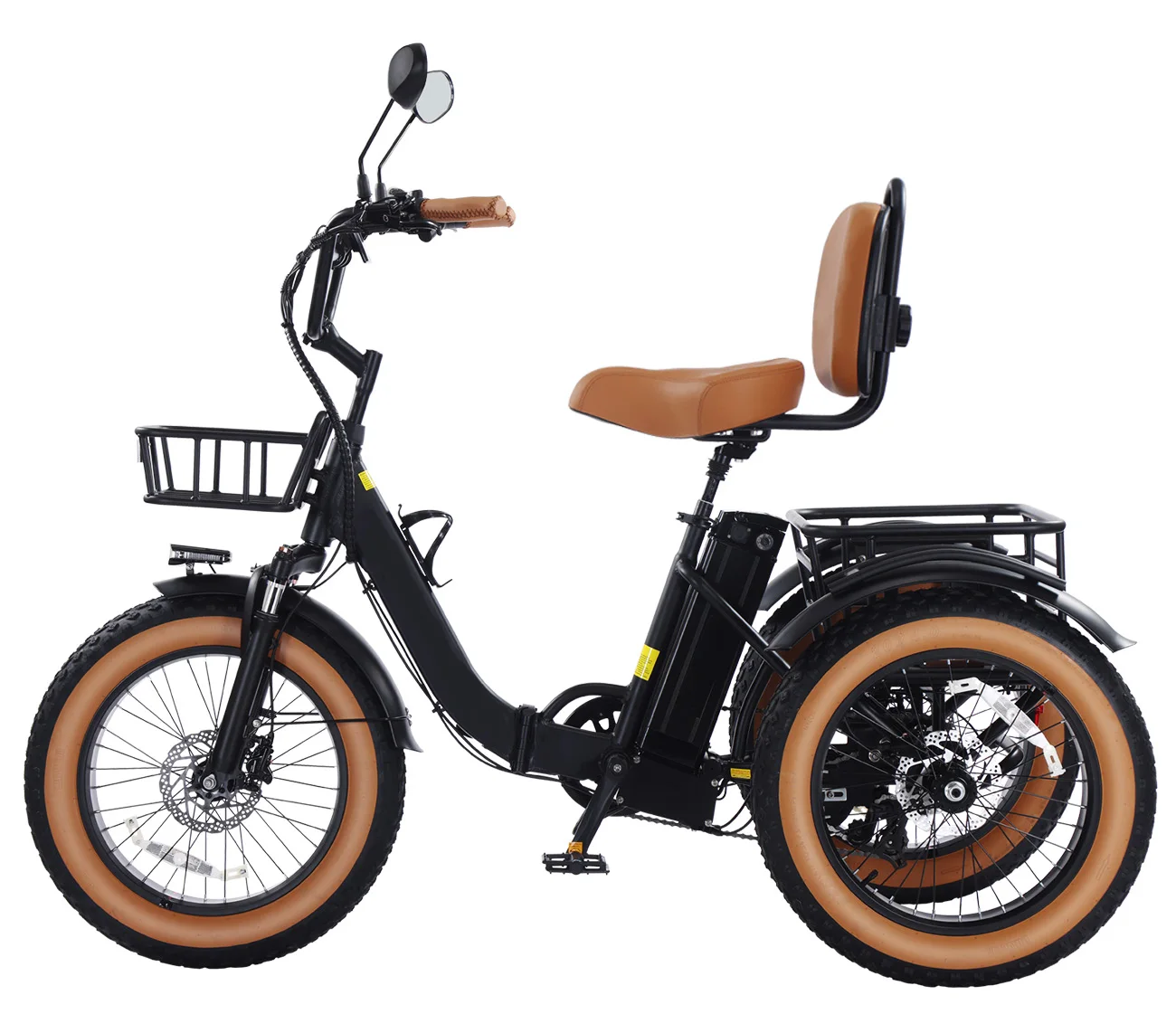 50‑Mile Range Foldable Electric Tricycle | 1350W Peak 48V 15AH Battery | 20