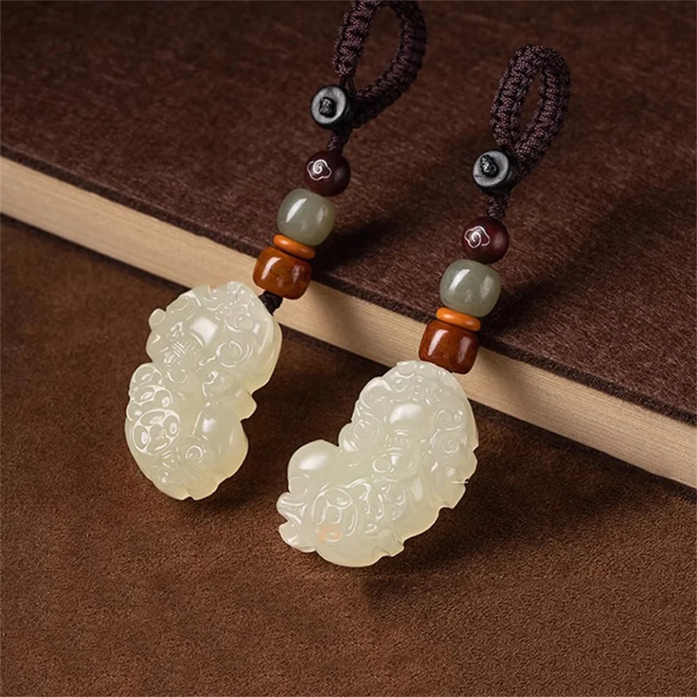 Exquisite Natural Afghan Jade Pendant Keychain Creative Gift Overlord Pixiu Keeps Yourself with Auspicious