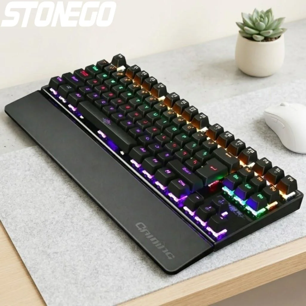 

Mechanical Gaming Keyboard USB Wired Anti-ghosting RGB Backlit 26 Keys Illuminated Colorful Keyboard for PC Gamers