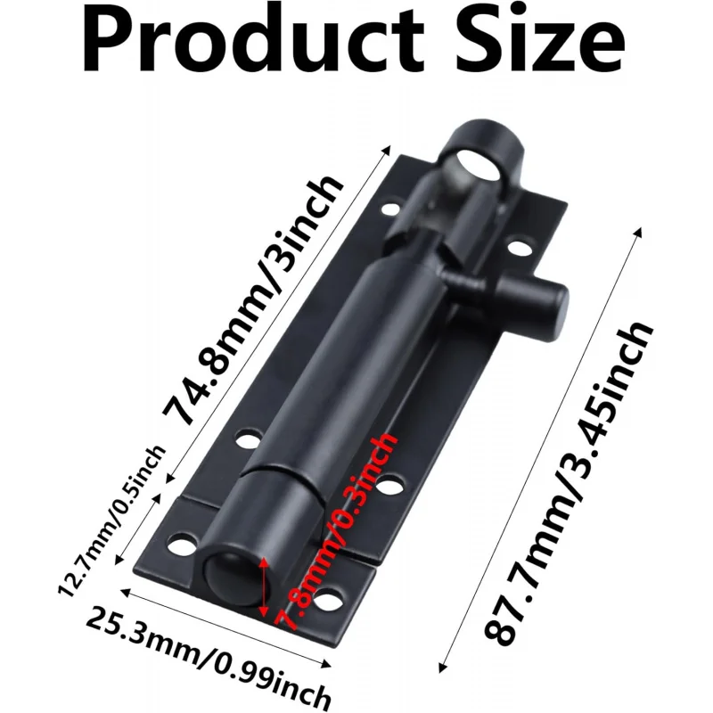 2-3 robuste Schieberiegelriegel – mattschwarzer Legierungsschraube, einfache Installation