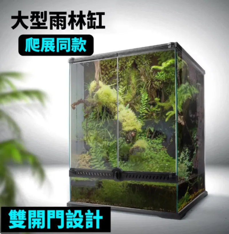 Large Rainforest Tank Climbing   High-definition Glass Terrarium Bighorn Frog Lizard Ecological Side Drainage