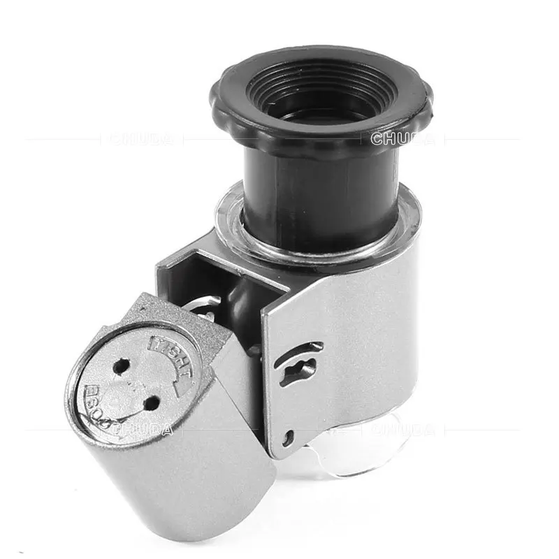 50X Handheld Magnifying Glass Mini Pocket Microscope Loupe Currency Detector Jeweler Magnifier with Led Uv Light