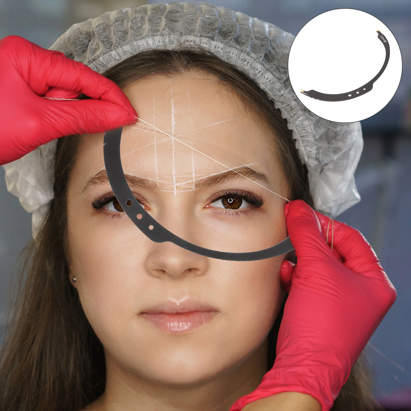 1 مجموعة القوس شكل تشكيل عدة الحاجب ماركر حاكم أداة قياس المحمولة المهنية الحاجب تحديد المواقع رسم الخرائط خط الرسم #1