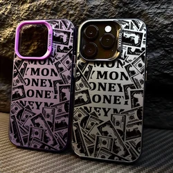 New fashion Doodle dollar Phone Case For iPhone 16 15 14 13 12 11 Pro Max X XR XSMAX 8 7 Plus Candy Matte Shockproof Back Cover