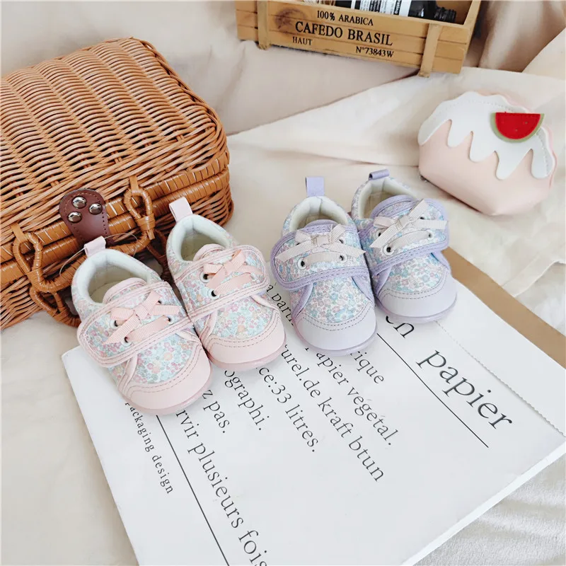 

Baby Girl Shoes Spring New Floral Toddler Shoes Kids Baby Comfortable Non-slip Soft Sole Sneakers Princess Flats First Walkers