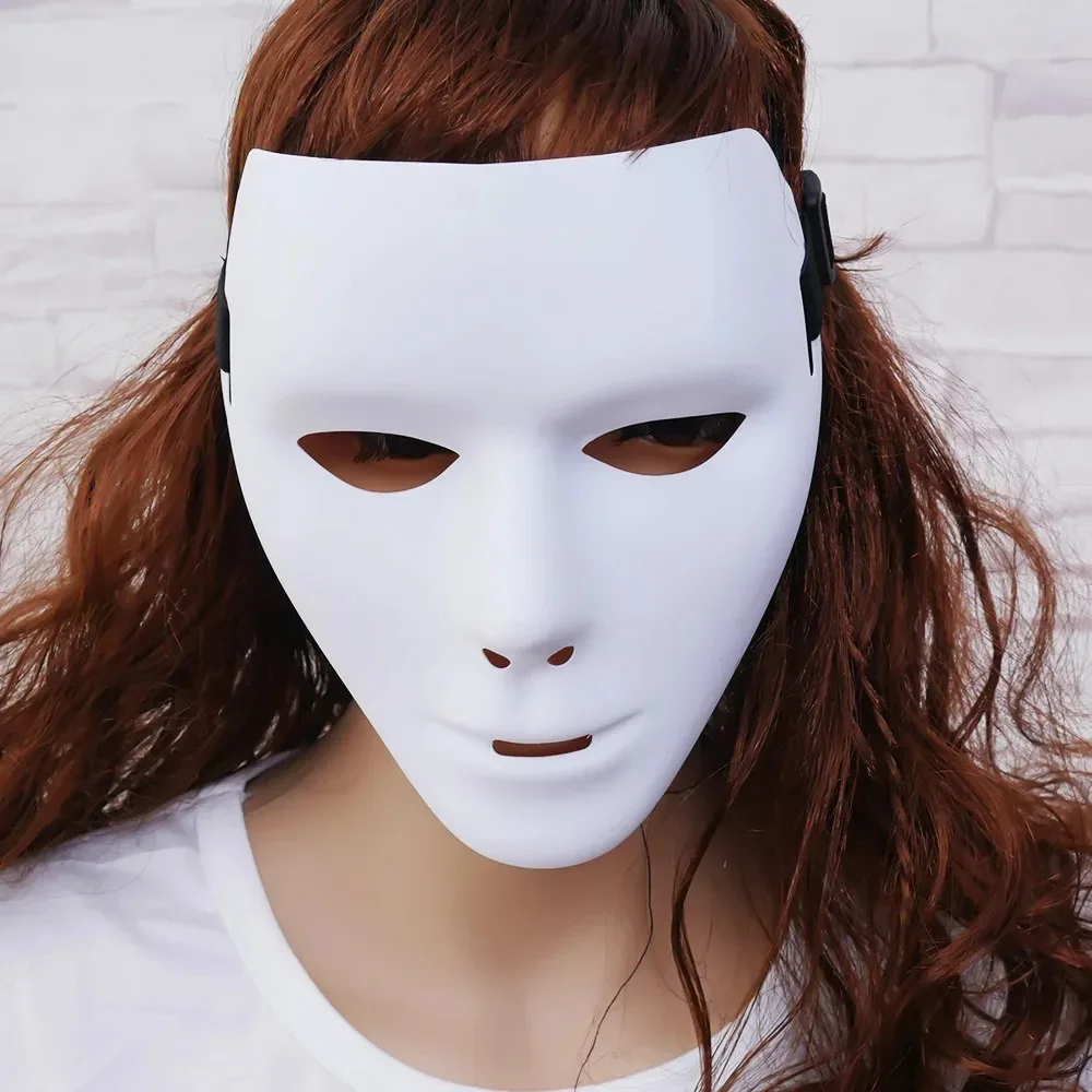 Blank White Full‑Face Mask, DIY Paintable Plain Human Face Mask for Halloween Party Dance Performance Cosplay Costume Accessory