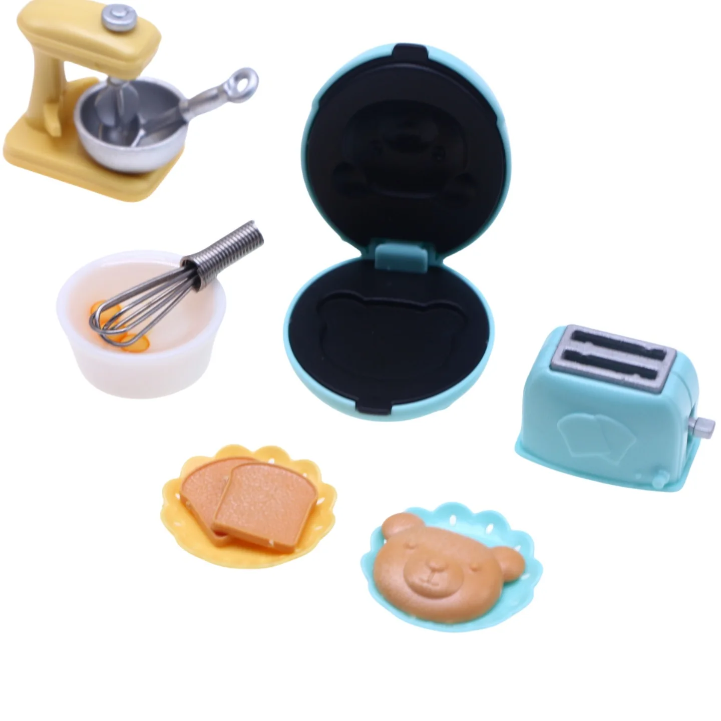 1 Set 1/12 properti memasak miniatur rumah boneka mainan dapur alat kue Oven wafel kecil adegan bermain makanan