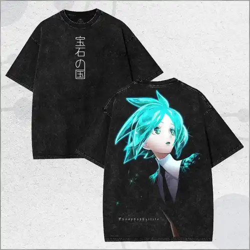 Imagen 2 del producto Camiseta lavada para amantes del anime Houseki no Kuni, ropa con personalidad, ropa holgada unisex para todo el año, camiseta de alta calidad, producto popular