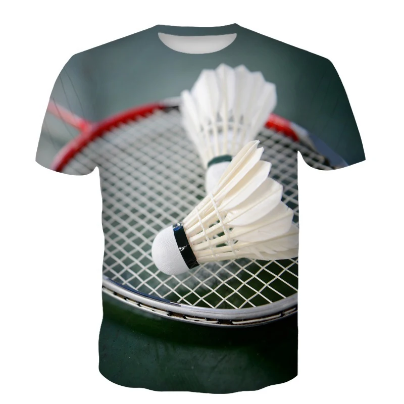 Badminton 3D Print T-Shirts Shuttlecock Men Women Fashion Streetwear Short Sleeve T Shirt Oversized Kids Tees Tops Man Clothing