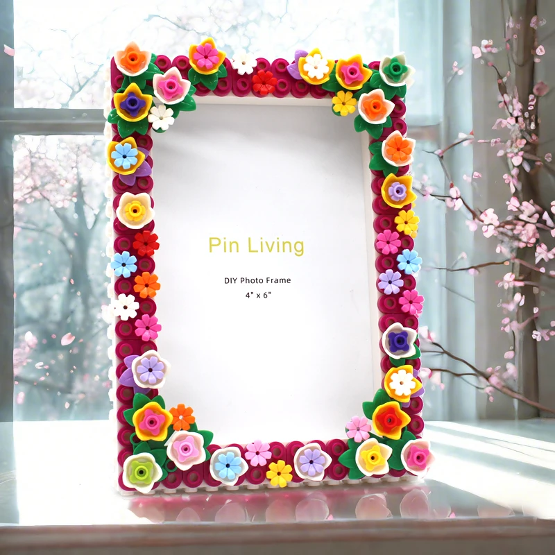 Pinliving Cornice Portafoto Fai Da Te A Blocchi Da Costruzione A Forma Di Fiore, Album Dei Ricordi 4R 5R-image