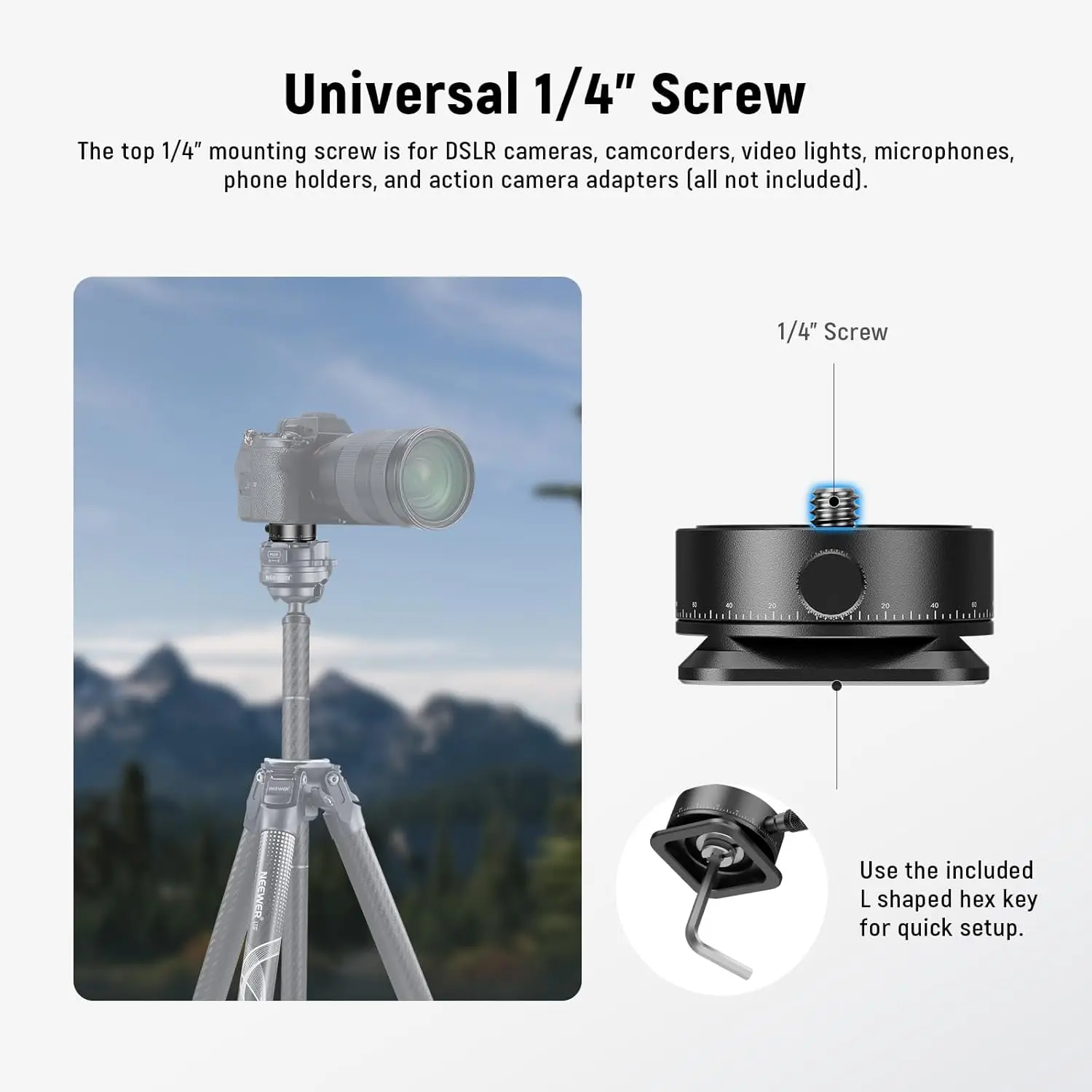 NEEWER 파노라마 퀵 릴리즈 플레이트 360 °   DSLR 카메라 캠코더용 스케일드 패닝 헤드 카메라 삼각대 마운트 어댑터 ﻿