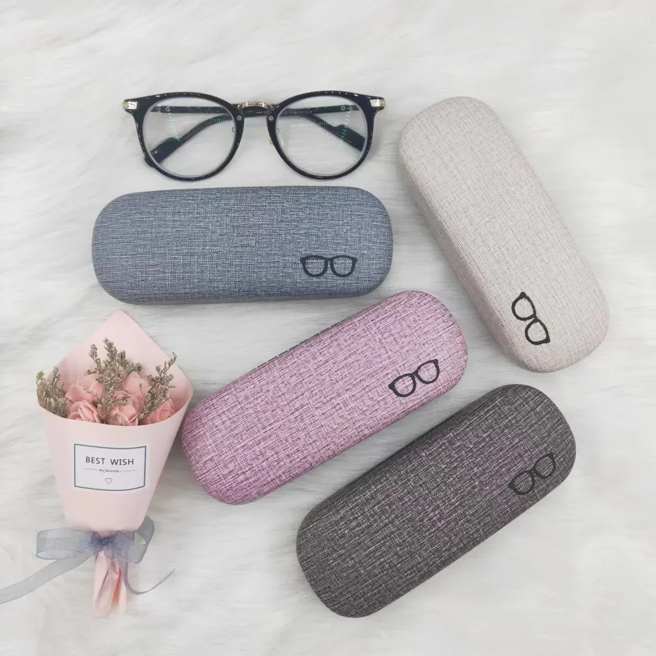 Fashion Glasses Case Hard Shell Linen Fabrics Eyewear Cases Cover Protective for Men Women Sunglasses Eyeglasses Glasses Box