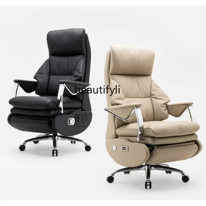 

Electric Executive Chair Leather Reclining Executive Chair Business Office Study Comfortable Long-Sitting Computer Chair