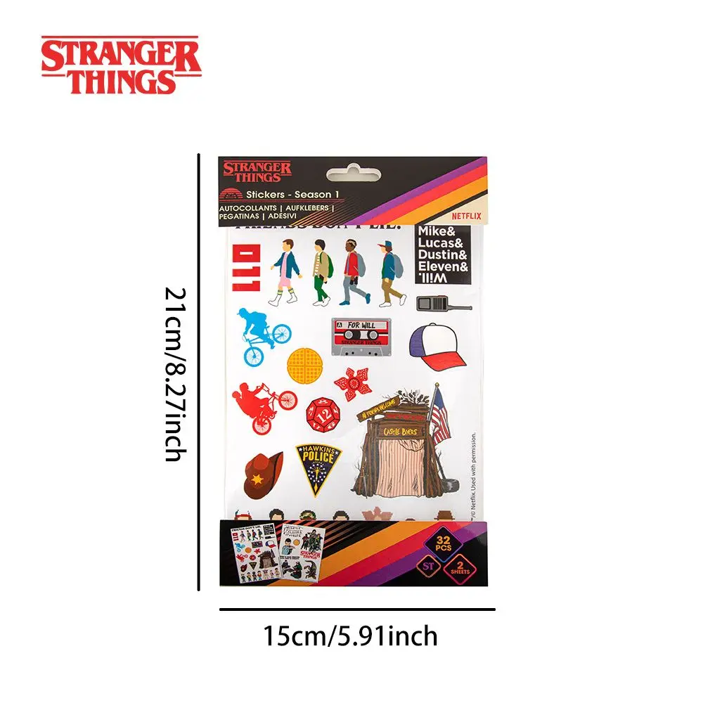 1Set Stranger Things Officially Licensed Stickers Set Decals Scrapbook DIY Cute Stickers for Laptop Water Bottle Birthday Gift