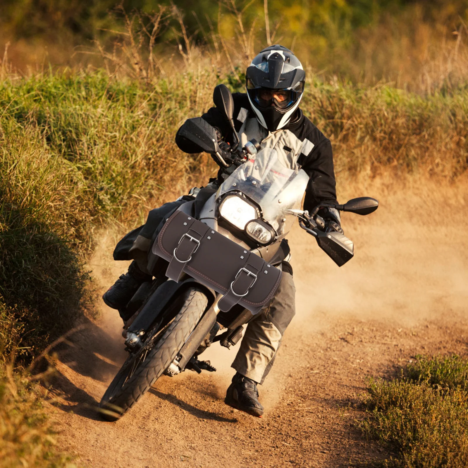 

Premium Motorcycle Handlebar Bag PU Wear Resistant Fork Pouch for Travel Accessory Motorbike Tool Storage Bag